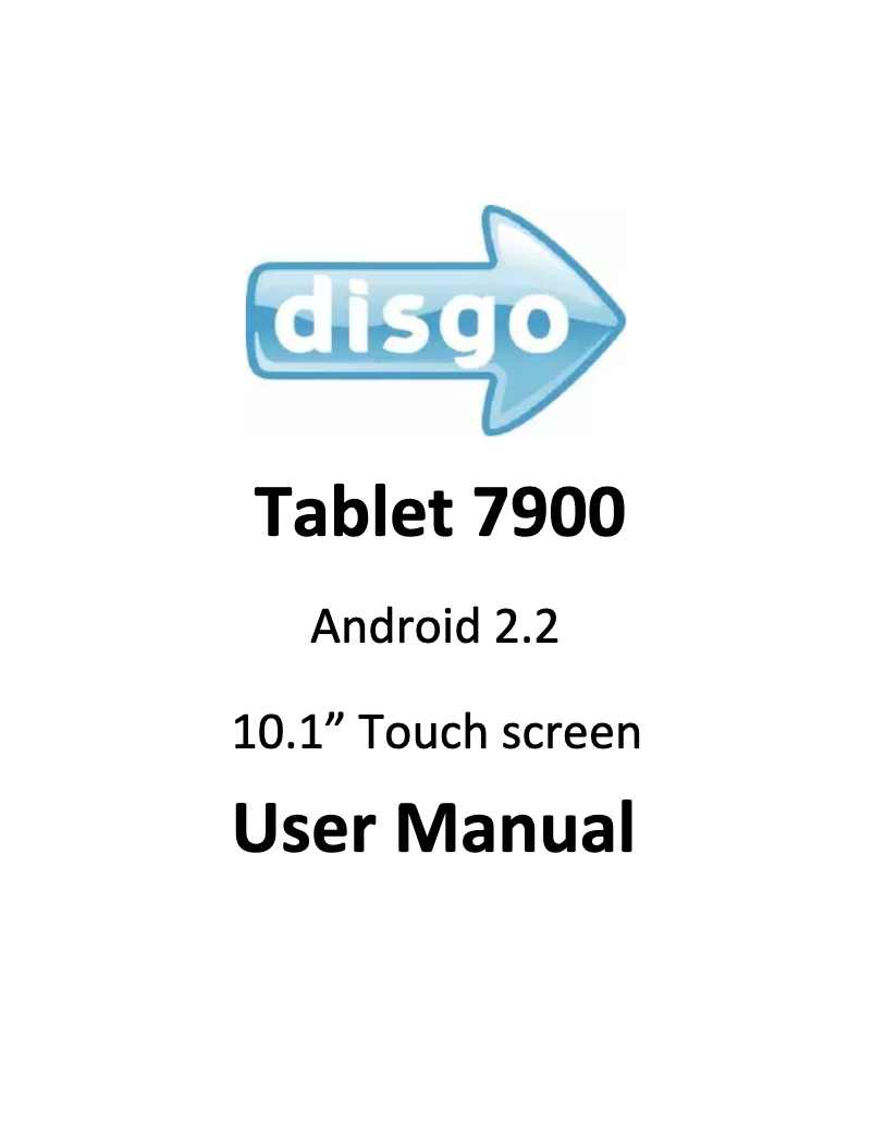 Page n°1 - Manuel utilisateur Disgo Tablet 7900