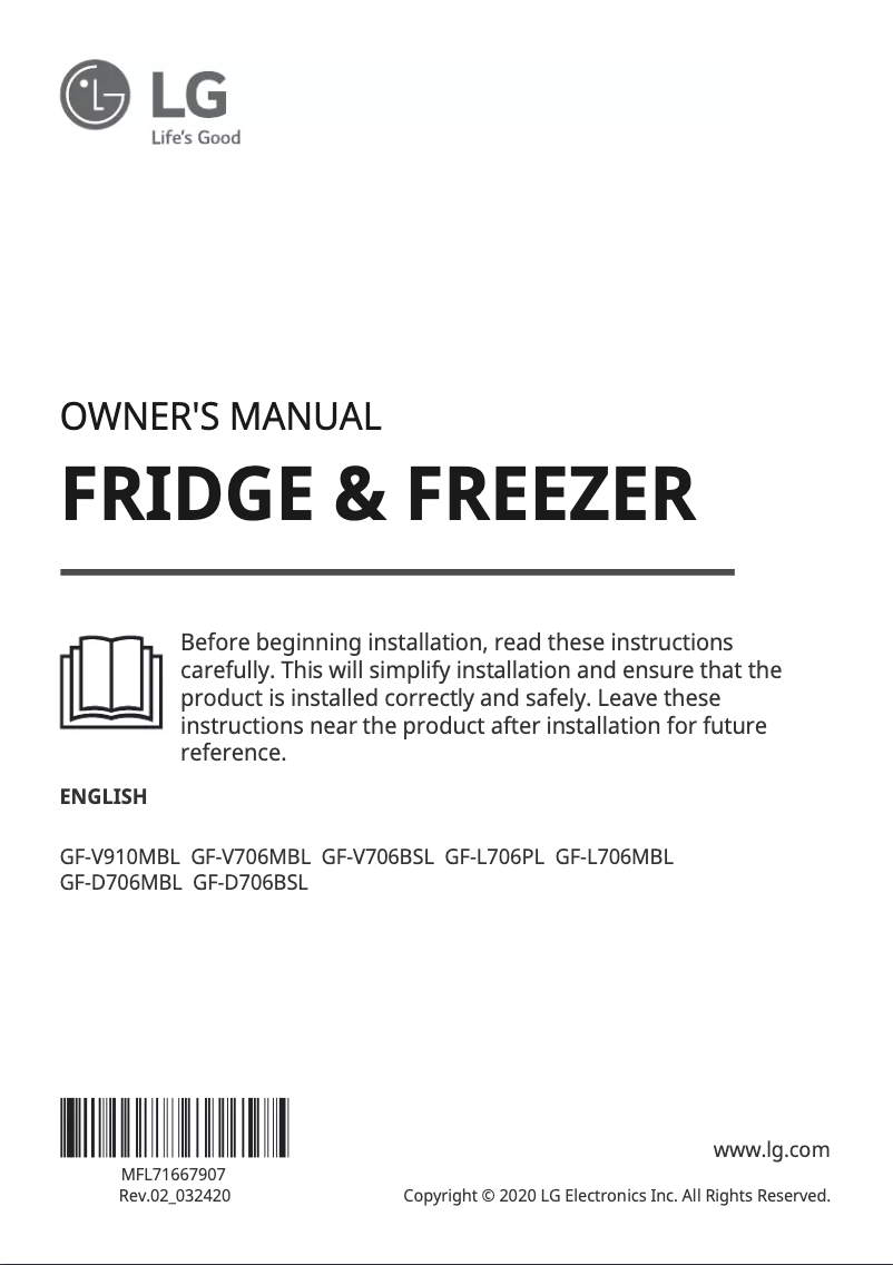 Image de la première page du manuel de l'appareil GF-V706