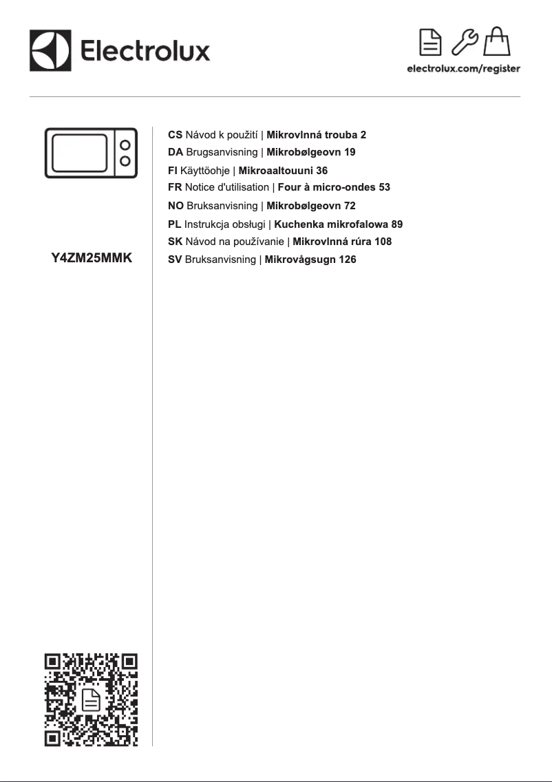 Page 1 de la notice Manuel utilisateur Electrolux Y4ZM25MMK