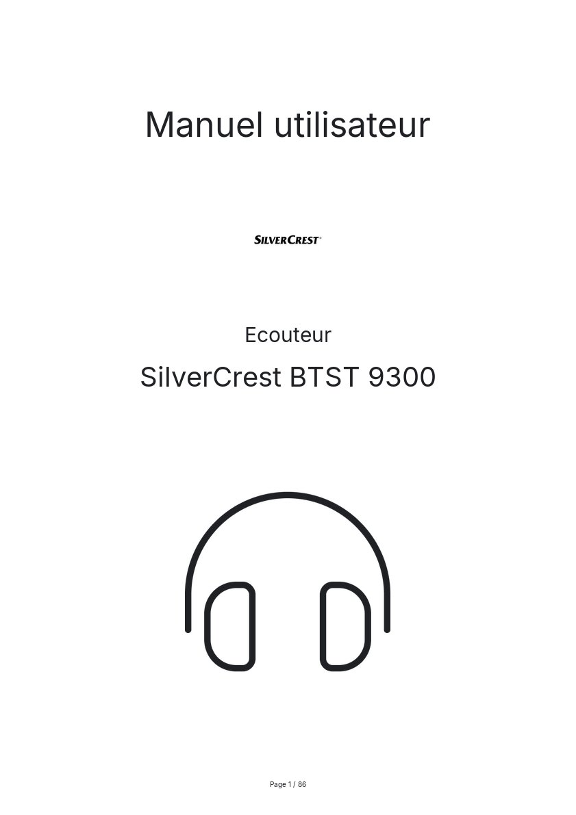 Page n°1 - Manuel utilisateur SilverCrest BTST 9300
