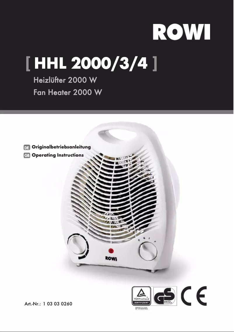 Page 1 de la notice Manuel utilisateur Rowi HHL 2000/3/4