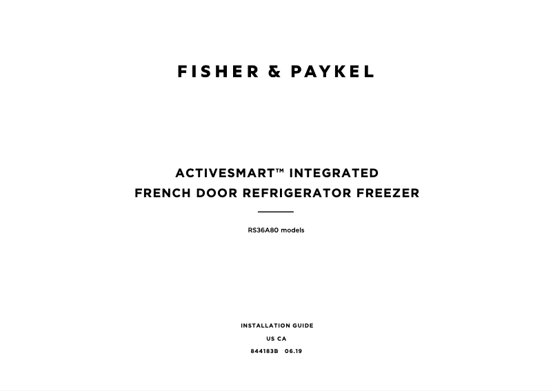 Page 1 de la notice Guide d'installation Fisher & Paykel RS36A80J1 N