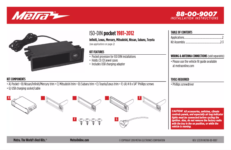 Page 1 de la notice Guide d'installation Metra 88-00-9007