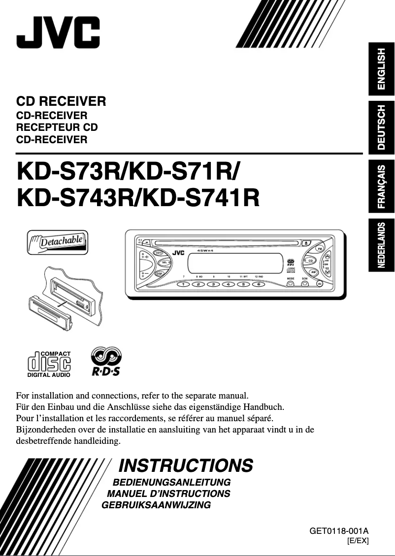 Page n°1 - Manuel utilisateur JVC KD-S73R