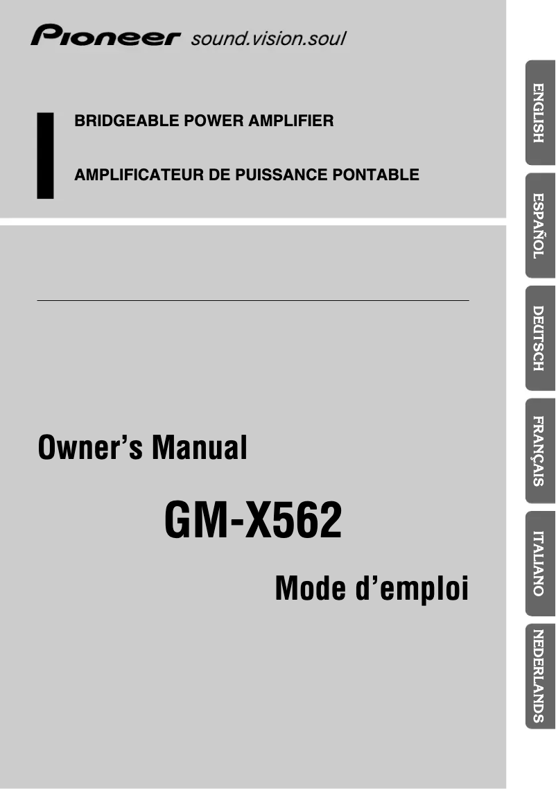 Page n°1 - Manuel utilisateur Pioneer GM-X562