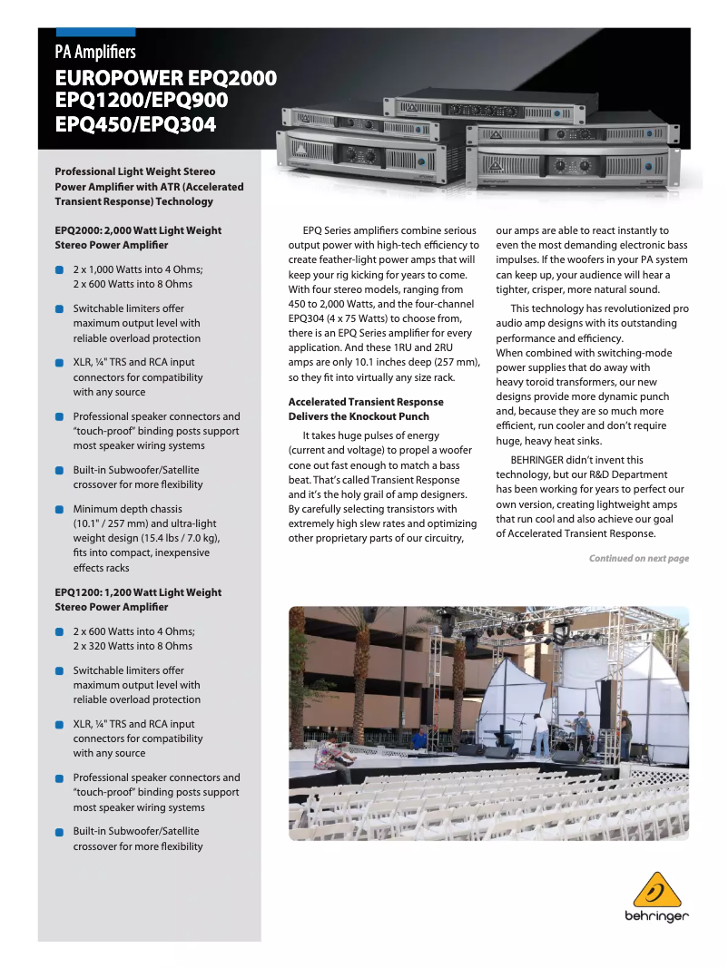 Page n°1 - Brochure Behringer Europower EPQ900