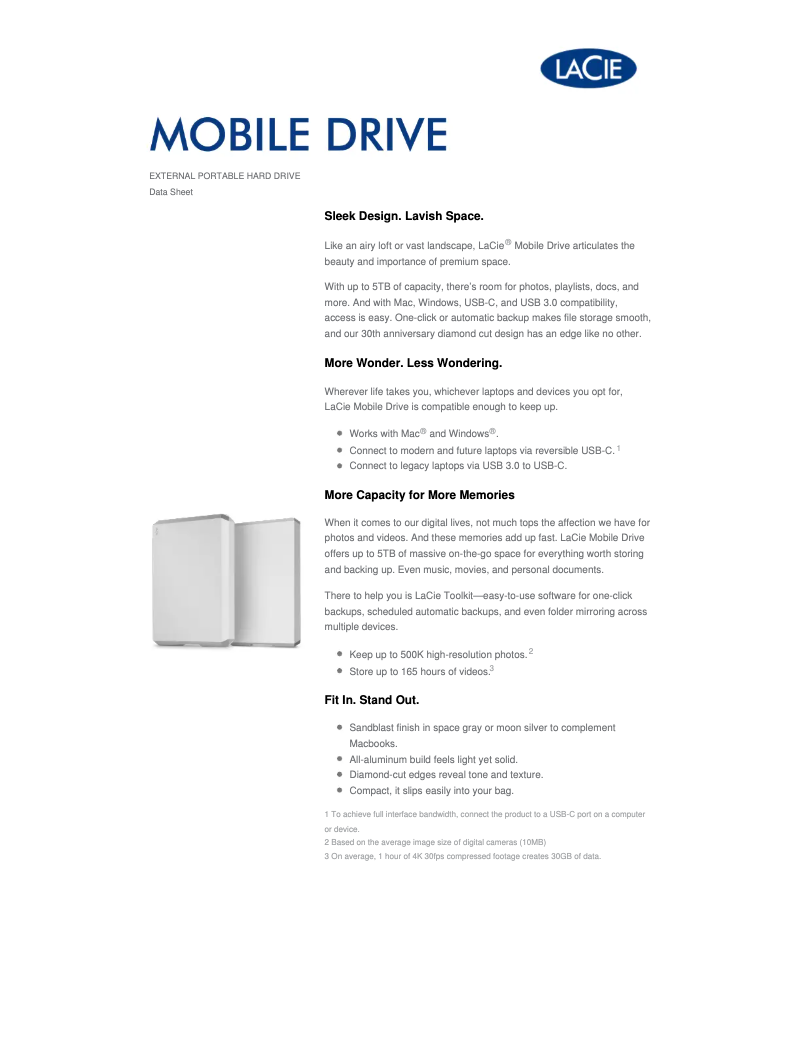 Page n°1 - Fiche technique LaCie Mobile Drive