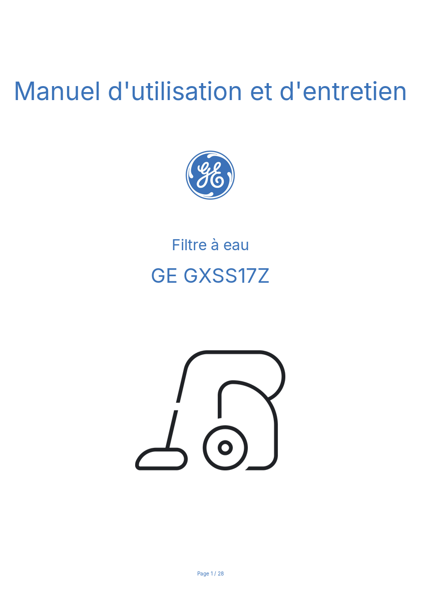 Image de la première page du manuel de l'appareil GXSS17Z