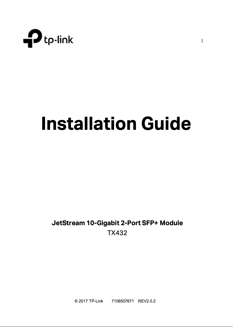 Page 1 de la notice Guide d'installation TP-Link TX432