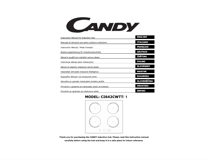 Page n°1 - Manuel utilisateur Candy CI642CWTT/1
