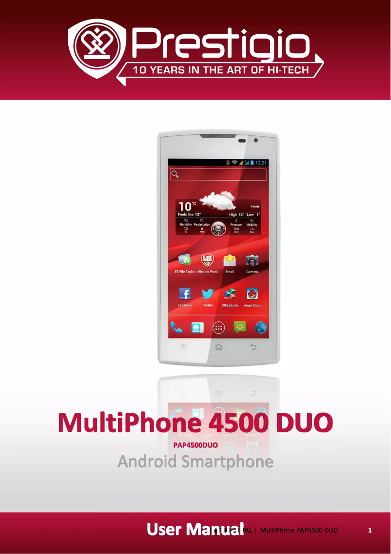 Page n°1 - Manuel utilisateur Prestigio MultiPhone 4500 Duo