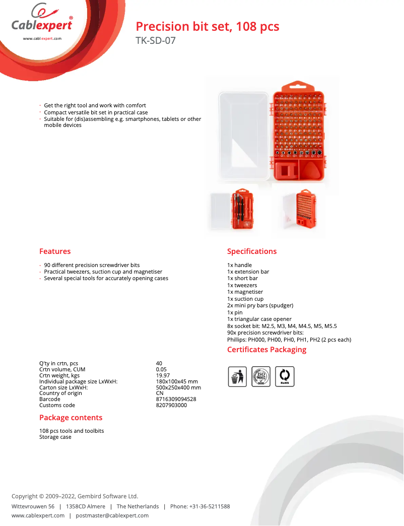 Página 1 del manual Manual de usuario Gembird TK-SD-07