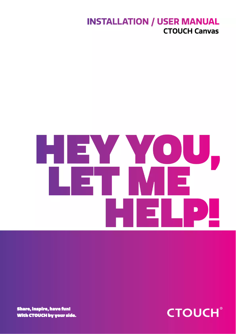 Page n°1 - Manuel utilisateur CTOUCH Canvas