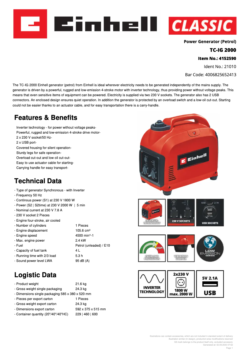 Image de la première page du manuel de l'appareil TC-IG 2000