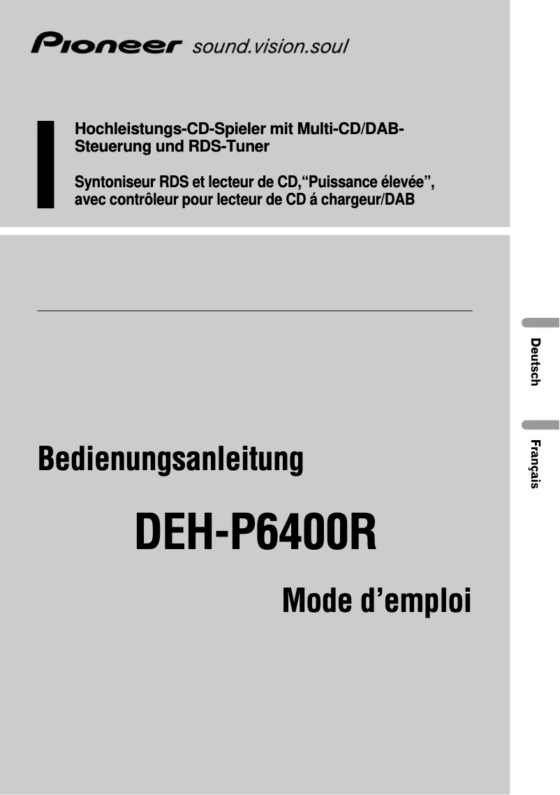 Page n°1 - Manuel utilisateur Pioneer DEH-P6400R