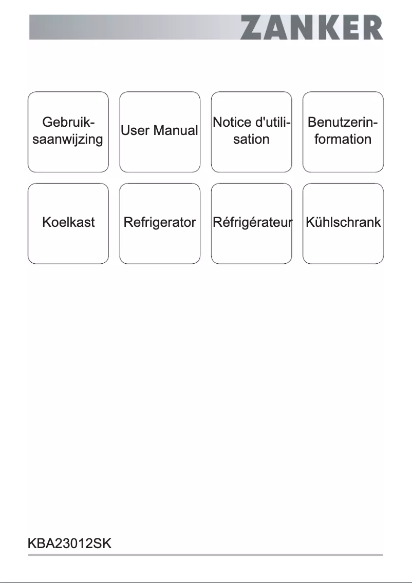Page n°1 - Manuel utilisateur Zanker KBA23012SK