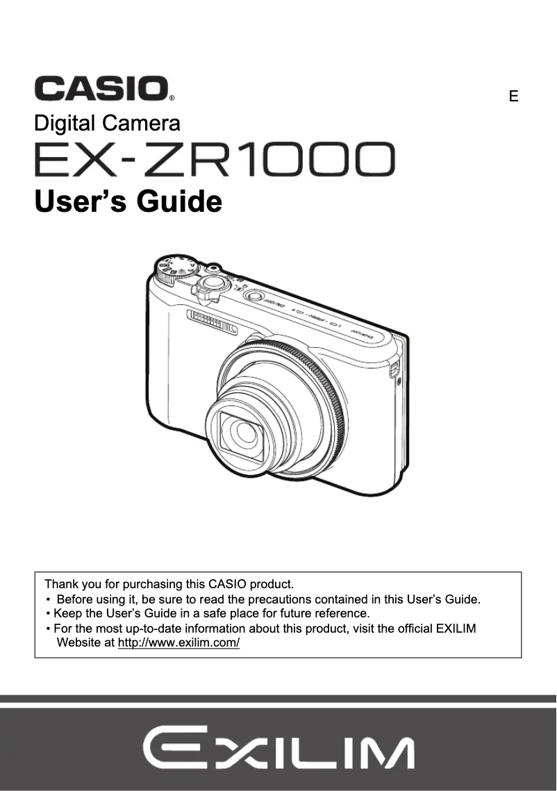 Image de la première page du manuel de l'appareil Exilim HS EX-ZR1000