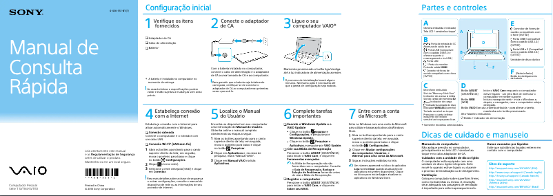 Page 1 de la notice Manuel utilisateur Sony Vaio SVT14117CBS