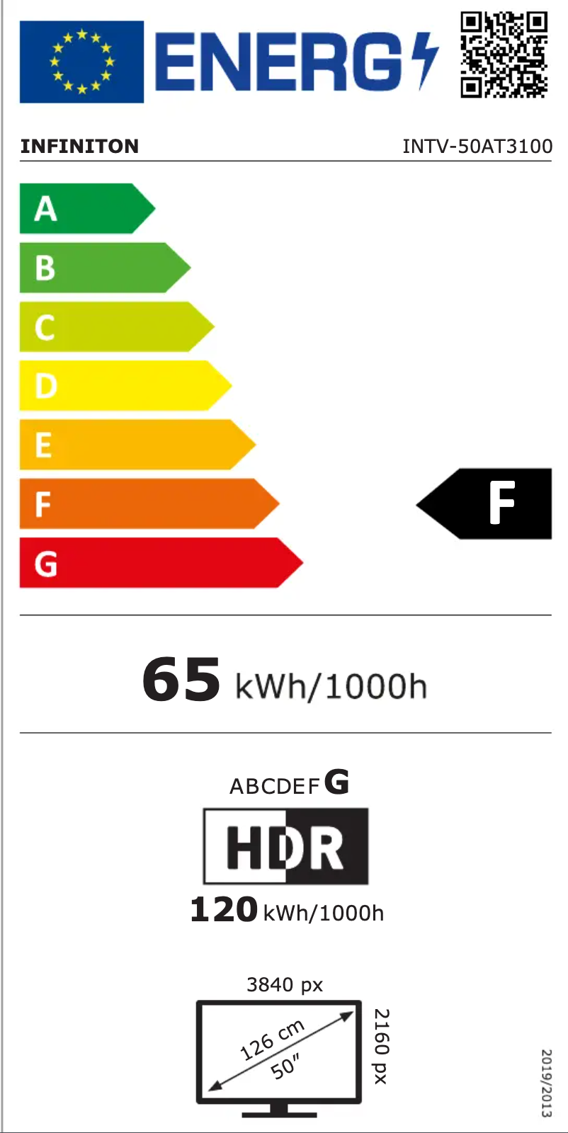 Page 1 de la notice Label énergétique Infiniton INTV-50AT3100