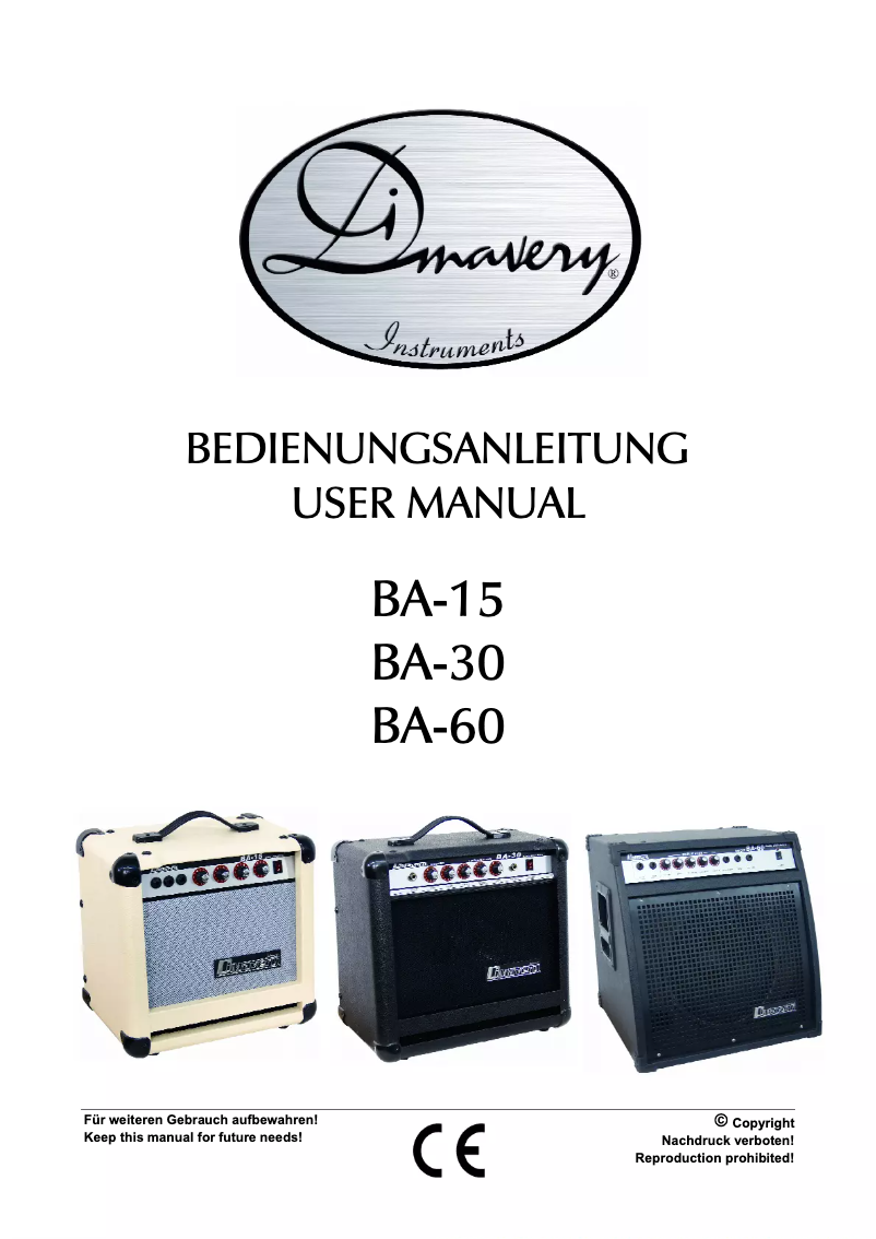 Page 1 de la notice Manuel utilisateur Dimavery BA-15