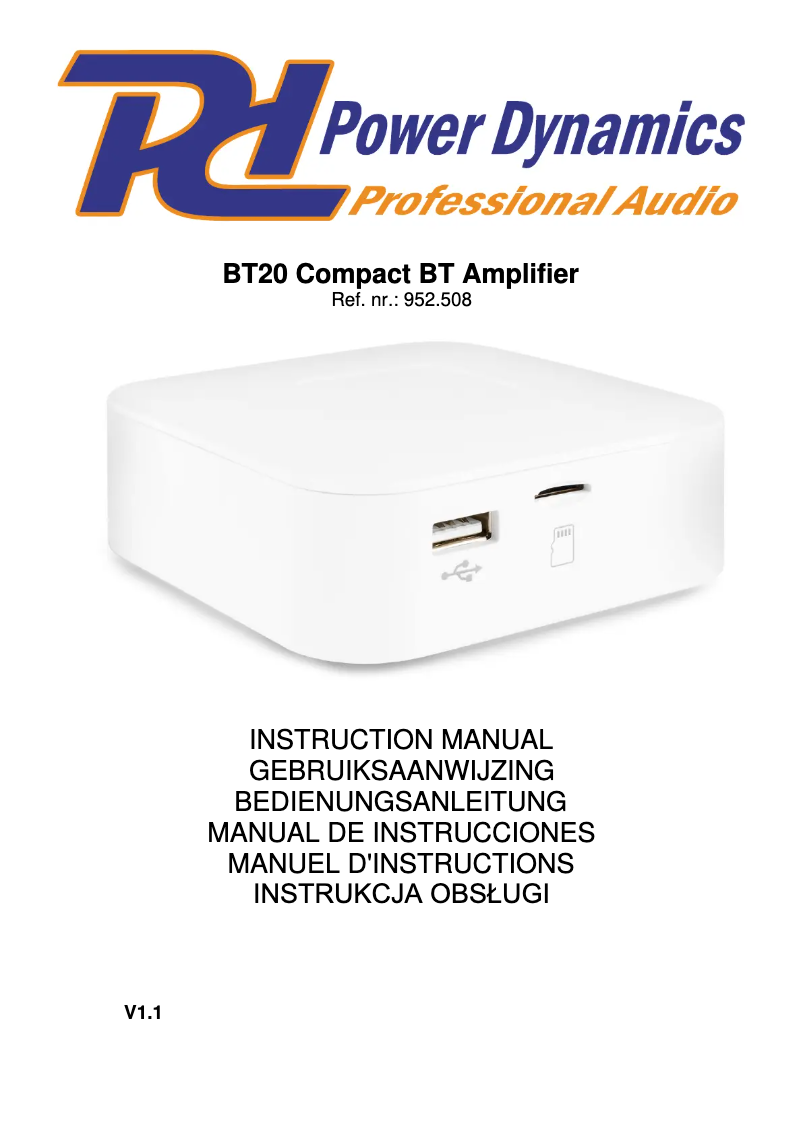 Page n°1 - Manuel utilisateur Power Dynamics BT20