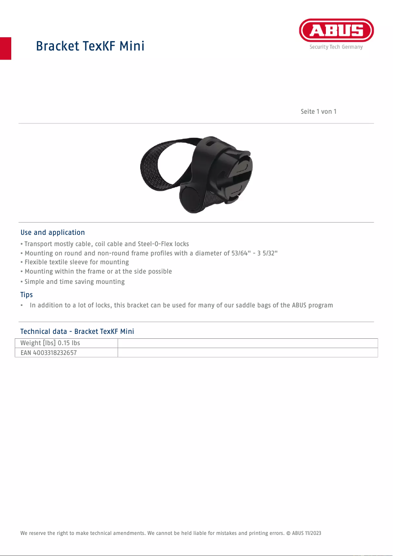 Page 1 de la notice Manuel utilisateur Abus TexKF