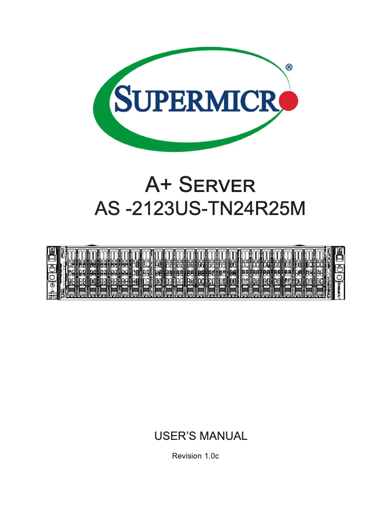 Page 1 de la notice Manuel utilisateur Supermicro AS -2123US-TN24R25M
