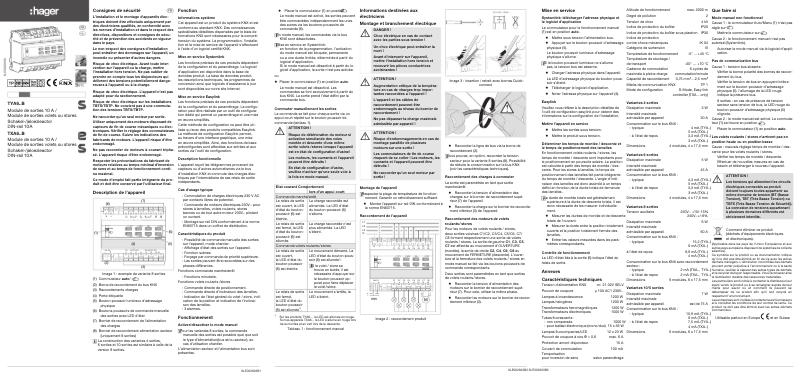 Page n°1 - Manuel utilisateur Hager TYA604A