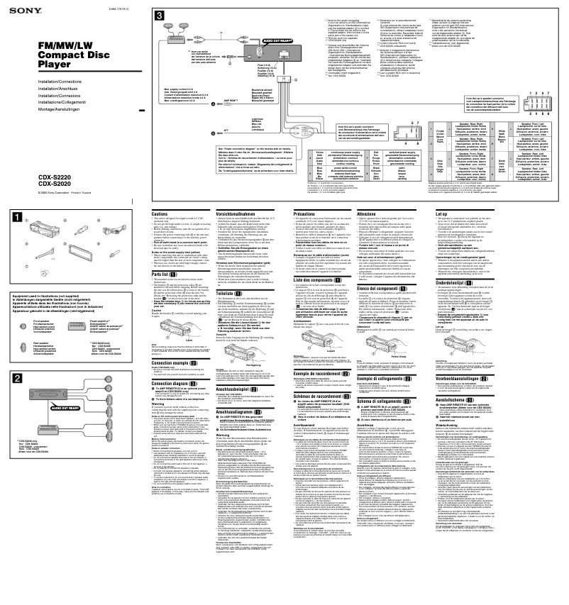 Page n°1 - Guide d'installation Sony CDX-S2220