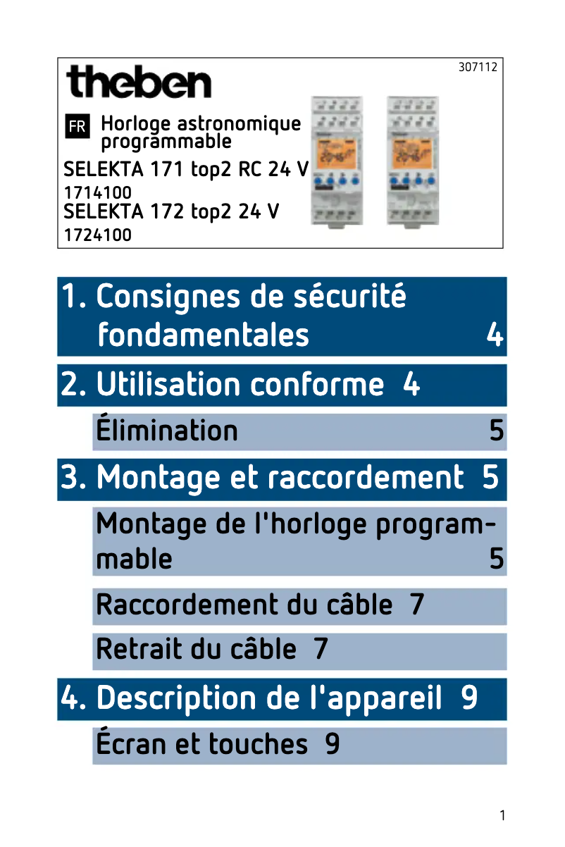 Page 1 de la notice Manuel utilisateur Theben Selekta 172 top2 24V