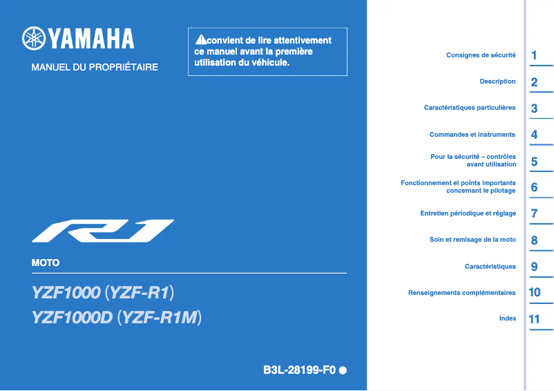 Página 1 del manual Manual de usuario Yamaha YZF-R1M (2020)