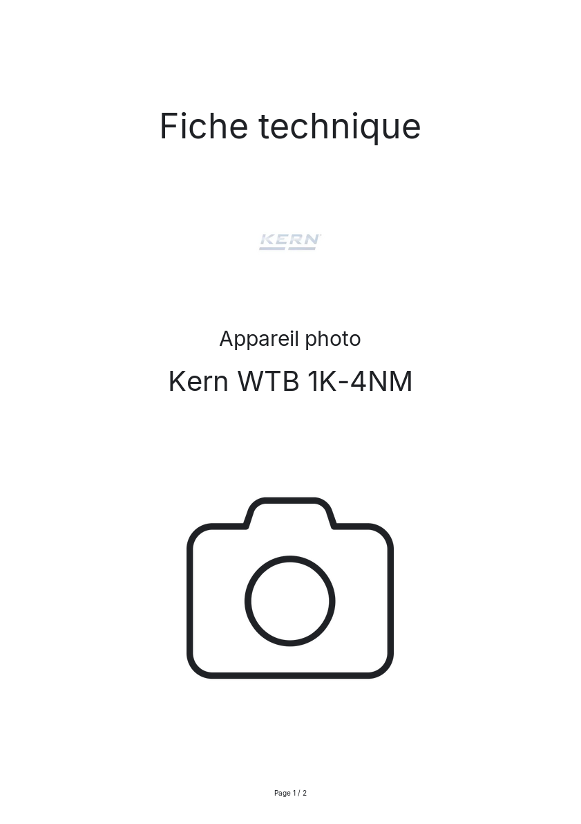 Page n°1 - Fiche technique Kern WTB 1K-4NM