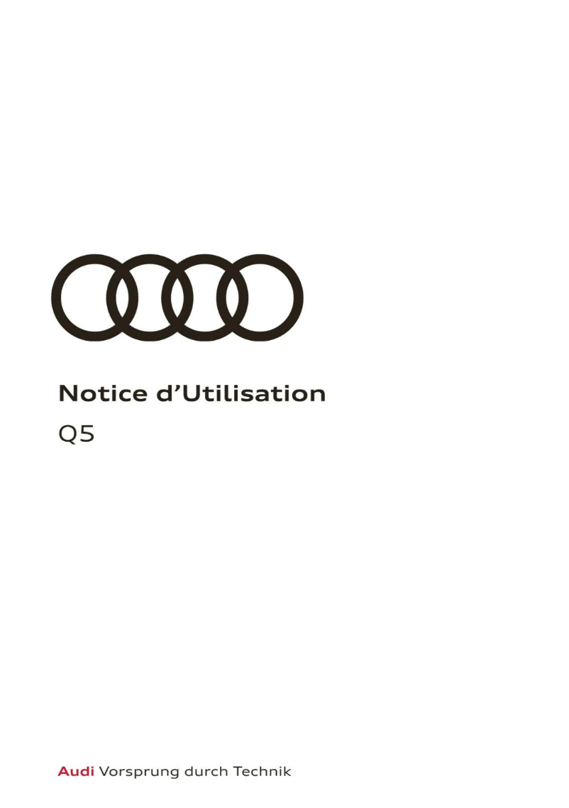 Page 1 de la notice Manuel utilisateur Audi Q5 (2022)