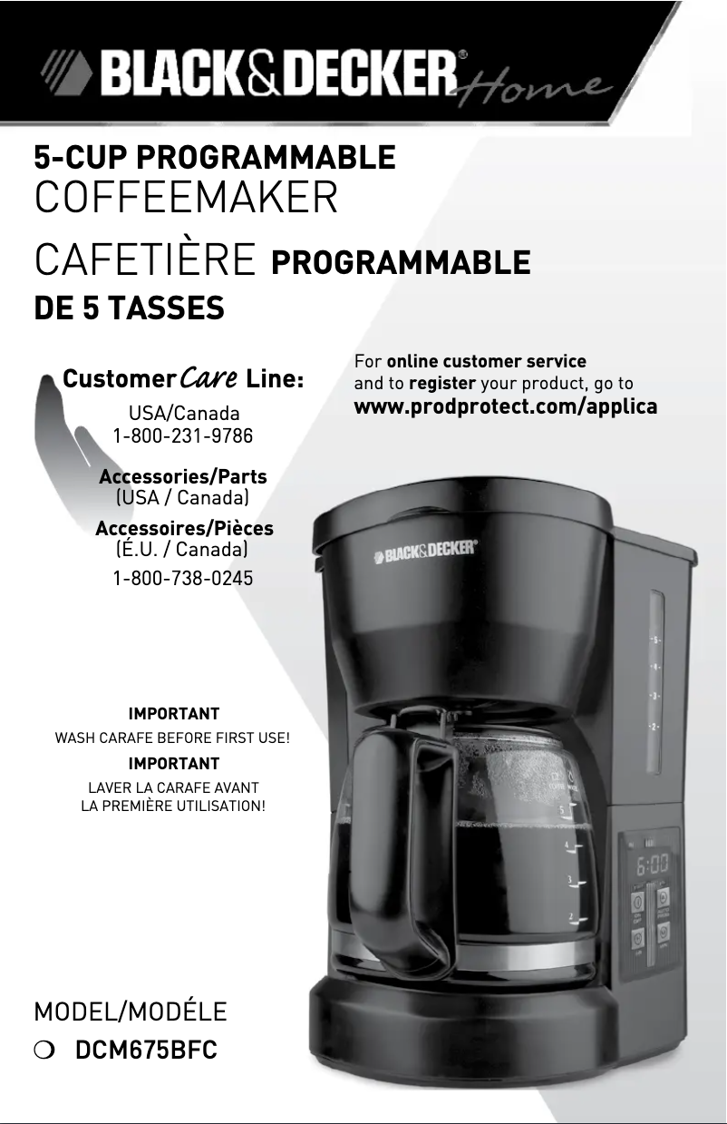 Page 1 de la notice Manuel utilisateur Black & Decker DCM675BFC