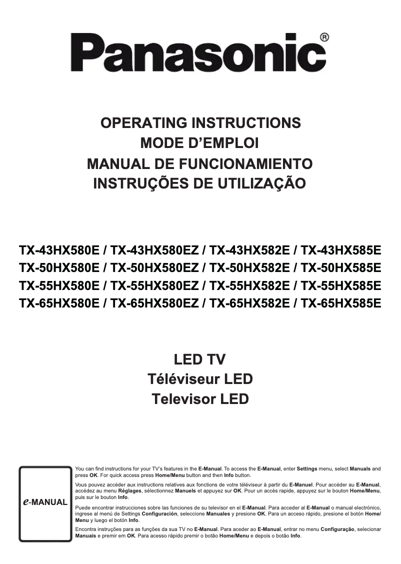 Page 1 de la notice Manuel utilisateur Panasonic TX-55HX582E