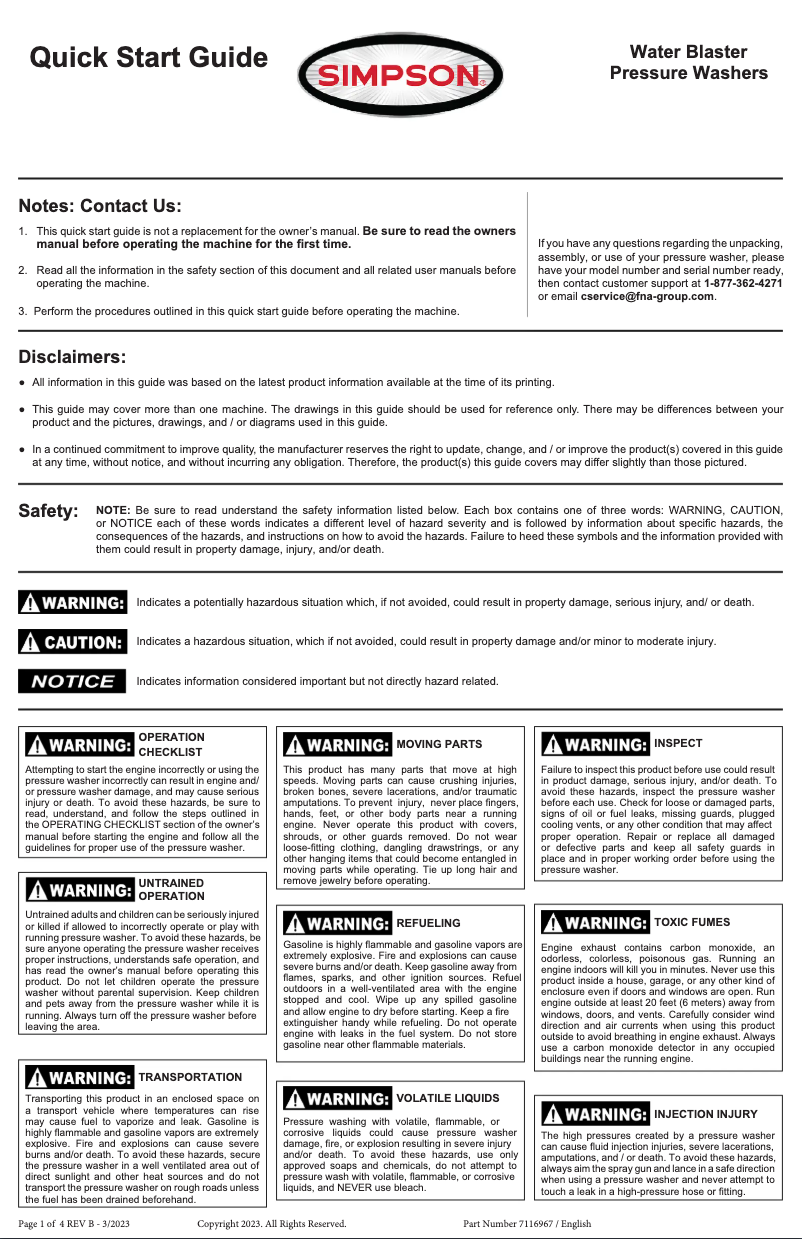 Page 1 de la notice Guide de démarrage rapide Simpson ALWB60828-S