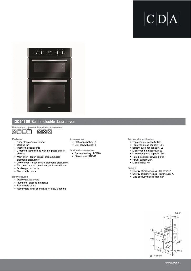 Page n°1 - Fiche technique CDA DC941SS