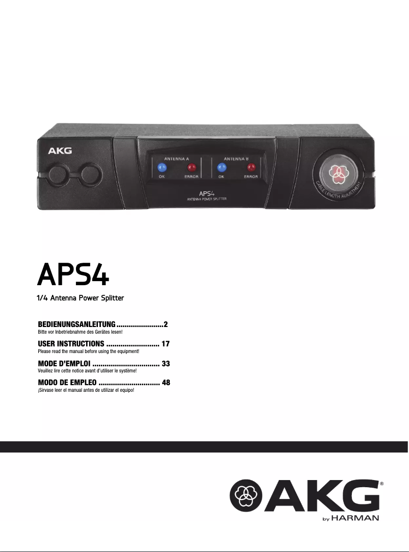 Page n°1 - Manuel utilisateur AKG APS4