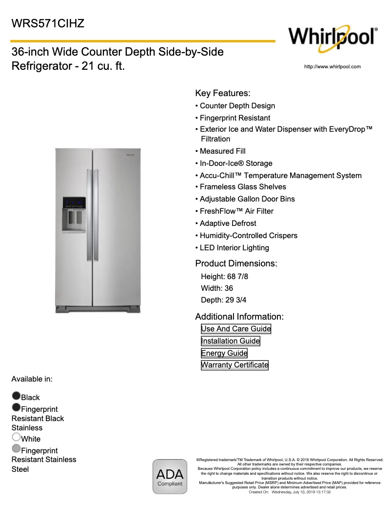 Image de la première page du manuel de l'appareil WRS571CIHV