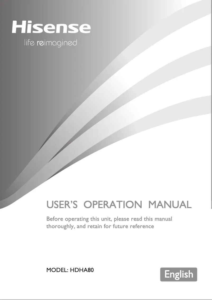 Page 1 de la notice Manuel utilisateur Hisense HDHA80