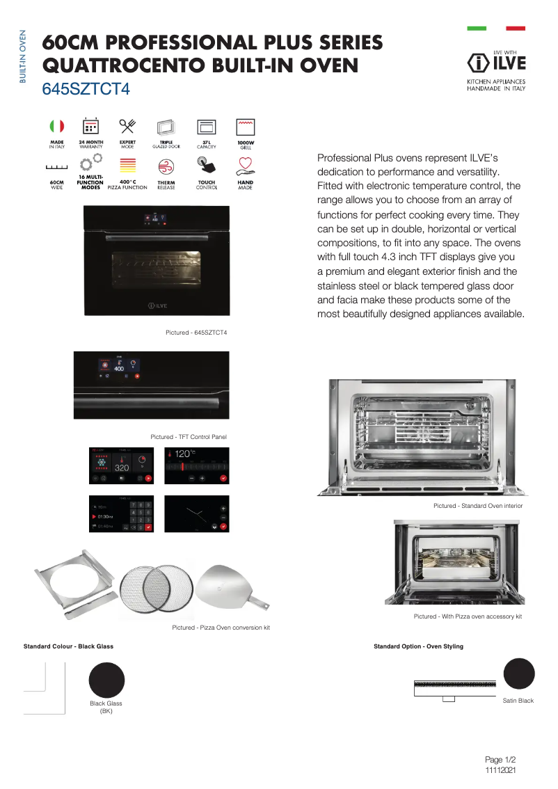 Page n°1 - Fiche technique Ilve 645SZTCT4BK