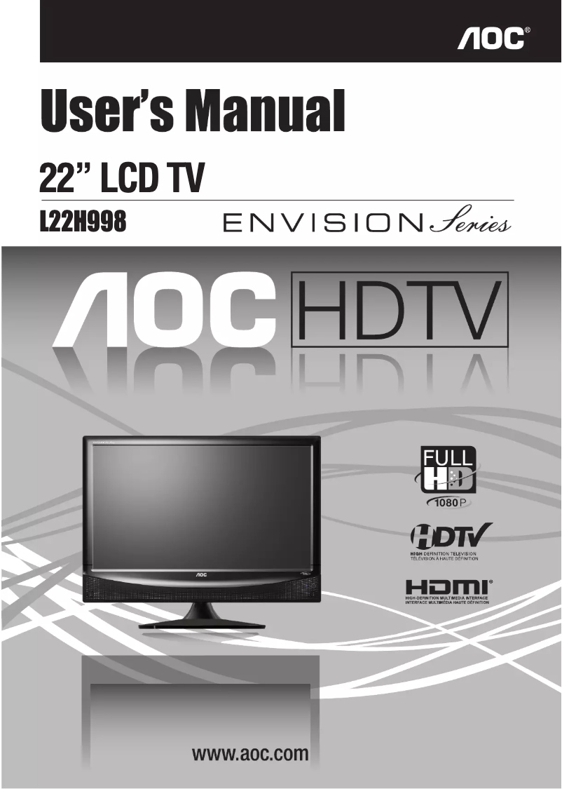 Page n°1 - Manuel utilisateur AOC L22H998