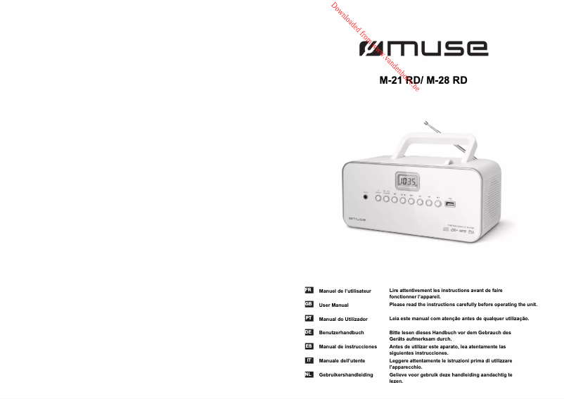 Page 1 de la notice Fiche technique Muse M-28 RDW