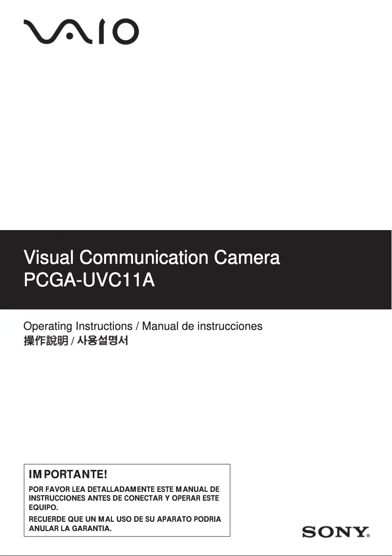 Page 1 de la notice Manuel utilisateur Sony PCGA-UVC11A