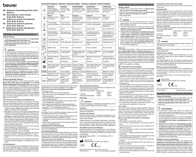Page n°1 - Manuel utilisateur Beurer GL50