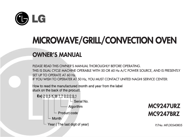 Page n°1 - Manuel utilisateur LG MC9247BRZ