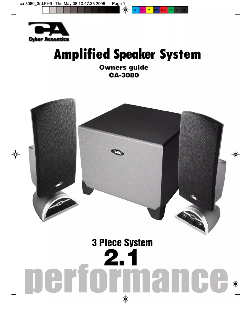 Page n°1 - Manuel utilisateur Cyber Acoustics CA-3080