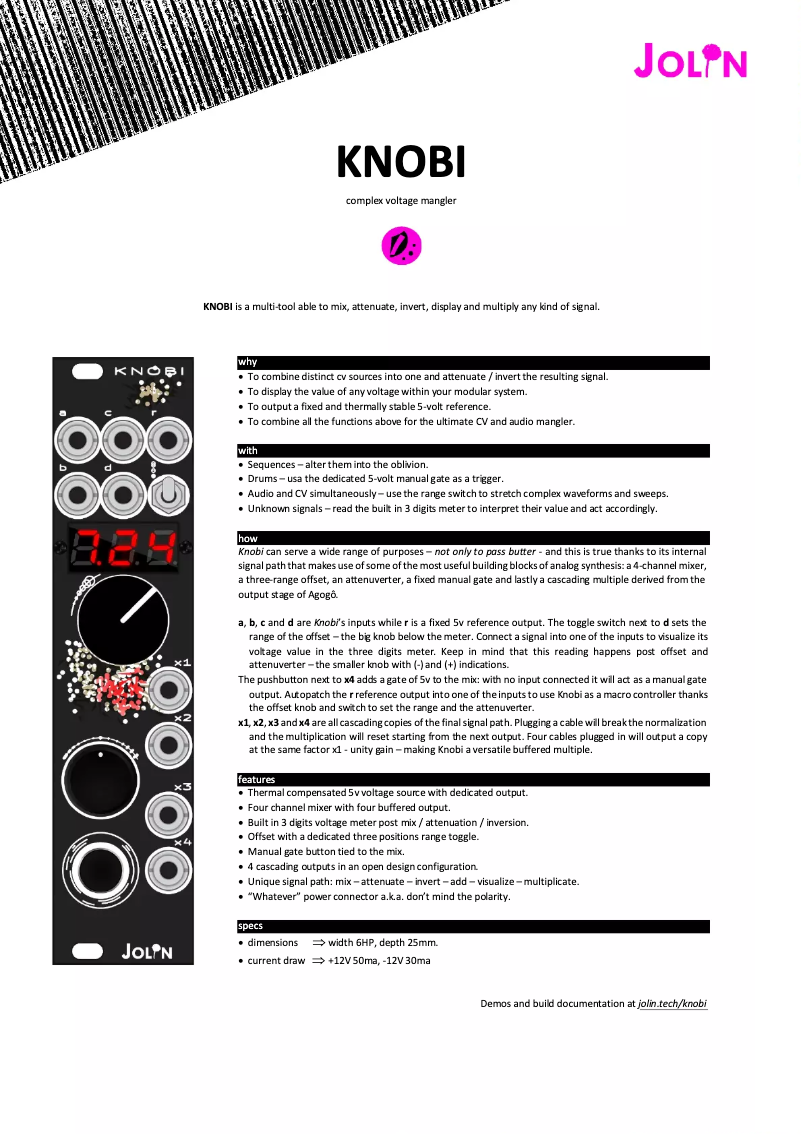 Página 1 del manual Manual de usuario Jolin Knobi