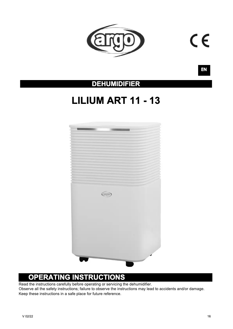 Page 1 de la notice Manuel utilisateur Argoclima LILIUM ART 11