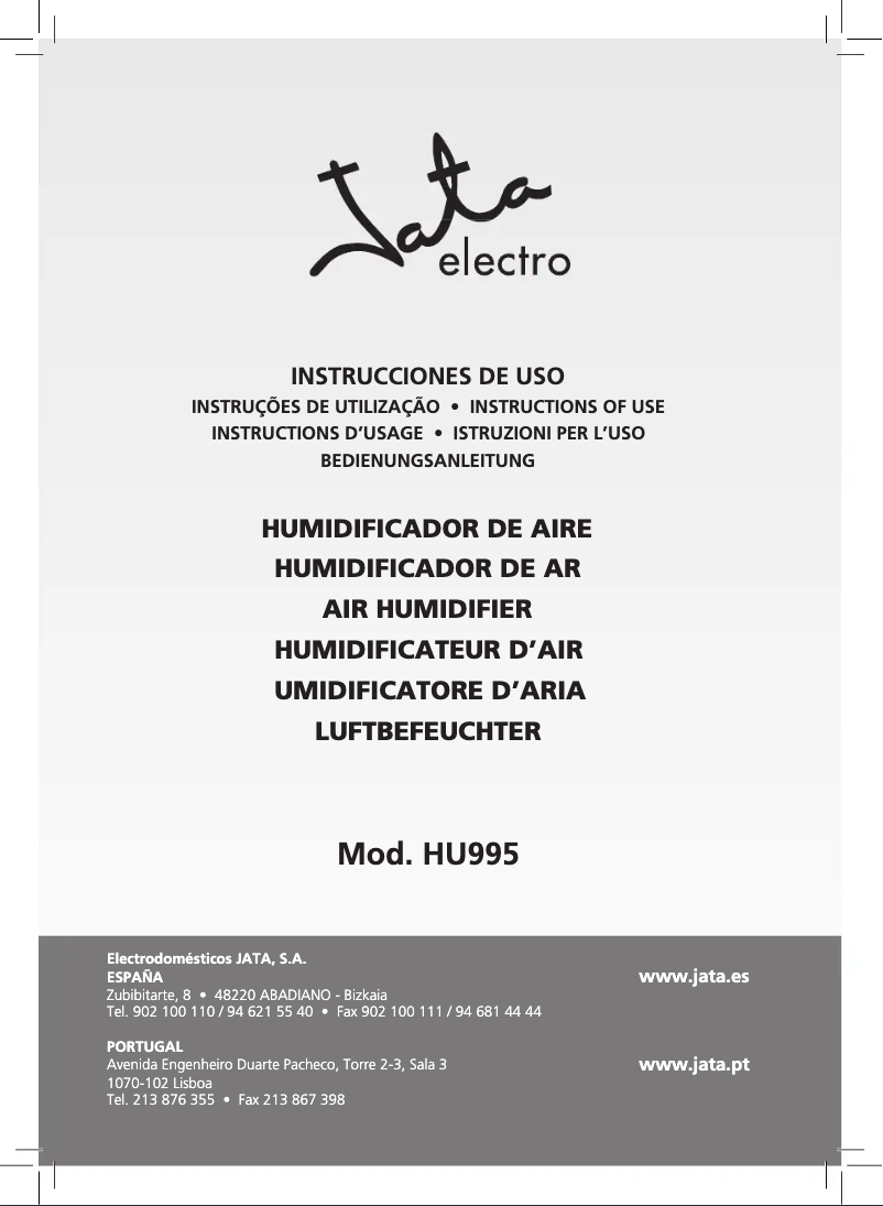 Page 1 de la notice Manuel utilisateur Jata HU995